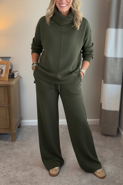 🎁New Arrivals🔥 Cozy Travel Cowl Neck Sweatshirt and Pant 2 Piece Sets