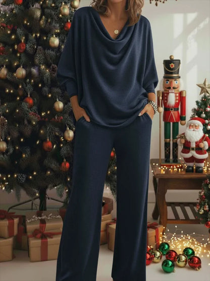 🎄✨ Women's Christmas Elegant Cozy Two-Piece Loungewear Set – Perfect for the Holiday Season! 🎁🎅