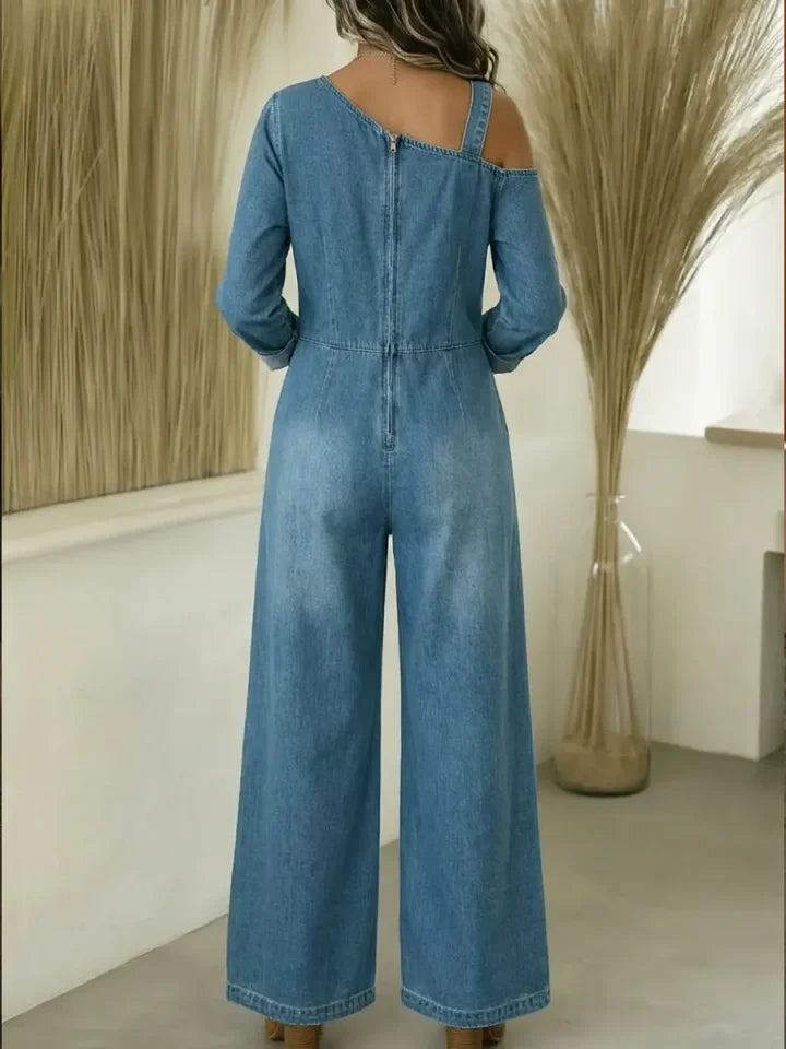📦📦 New Arrivals🔥 Women's Fashionable Off the Shoulder Denim Jumpsuit