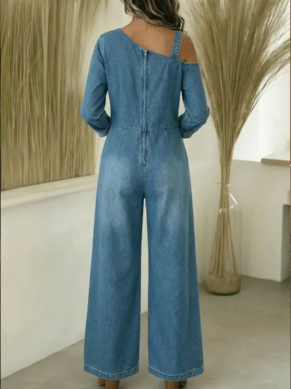 📦📦 New Arrivals🔥 Women's Fashionable Off the Shoulder Denim Jumpsuit
