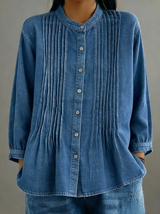 📦📦Buy 2 Free Shipping🔥Women's Casual Denim Pleated Shirt