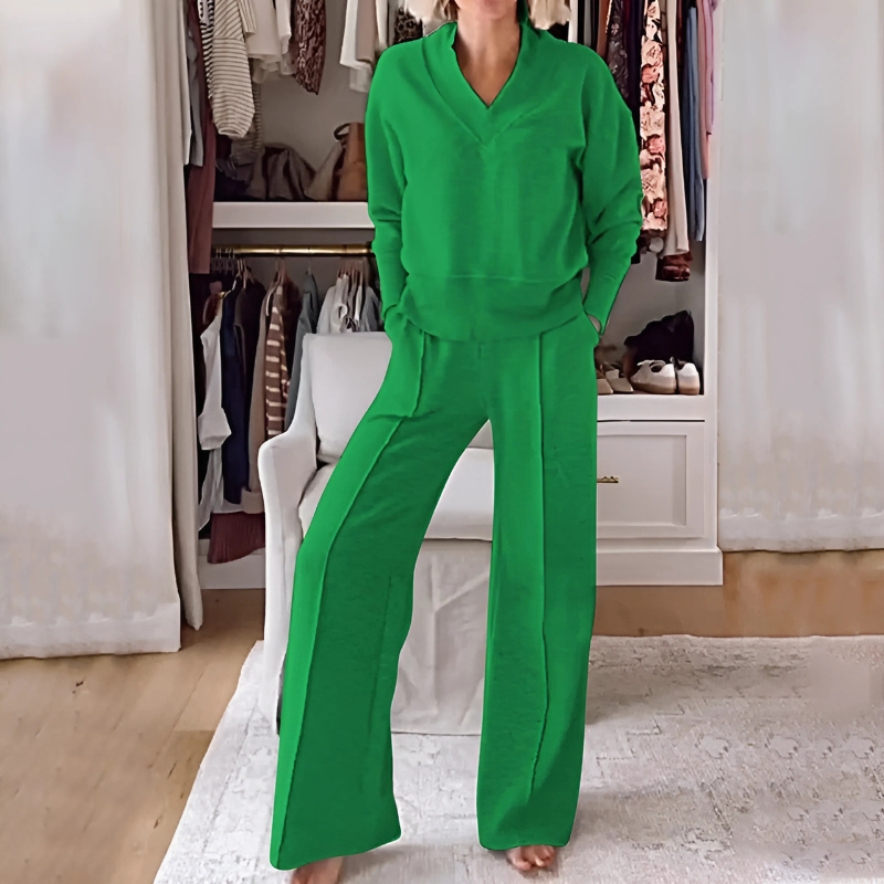 🔥 50% OFF TODAY 💕 Cozy V-Shape Lounge Set & Wide Pants