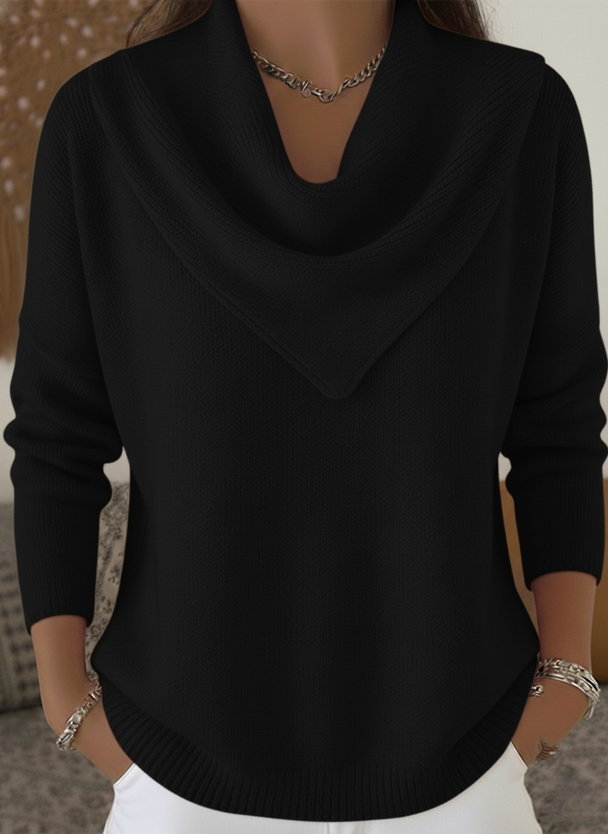 🤩🤩CLEARANCE SALE🔥Women's Retro Soft Triangle Neck Solid Color Sweater Top