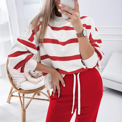 🔥 Cozy Striped Outfit 💫 Long Sleeve 2-Piece Set 2025