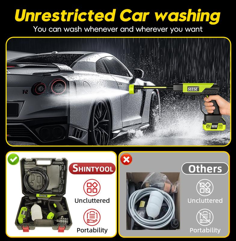 SEESE Portable Cordless Washer + Base 🌟 Car Wash/Home Clean/Garden Watering