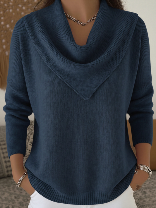 🤩🤩CLEARANCE SALE🔥Women's Retro Soft Triangle Neck Solid Color Sweater Top