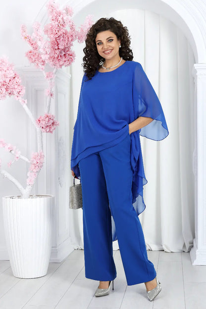 🤩🤩Elegant Layered Chiffon High-Low Top and Pants Two Piece Set (Buy 2 Free Shipping)