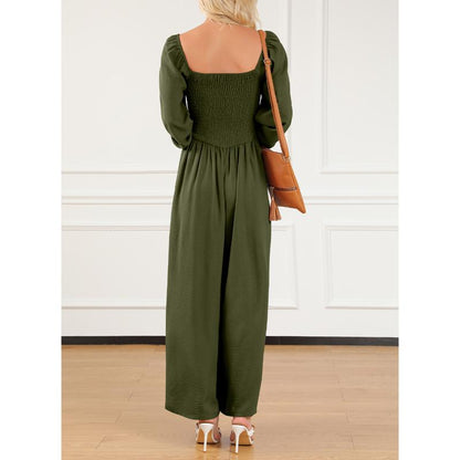 🔥Women's Casual Loose Wide-Leg Jumpsuit – Long Sleeve One-Piece Romper with Pockets