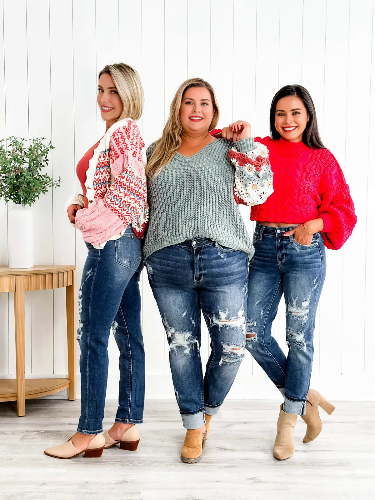 📦📦Tummy Control Distressed Cuffed Boyfriend Jeans (Buy 2 Free Shipping)