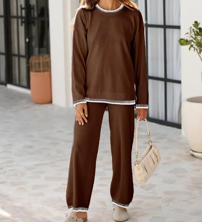🌙 Women's Cozy 2-Piece Pajama Set | Soft Knit Lounge Outfit
