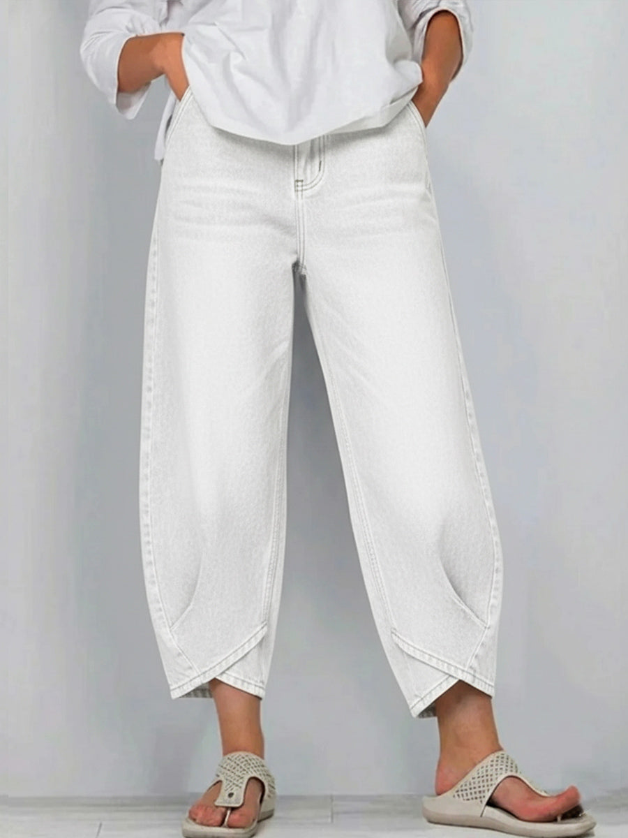 🎈🎈 100% cotton denim with a crossover hem — comfy, flattering, and easy to style