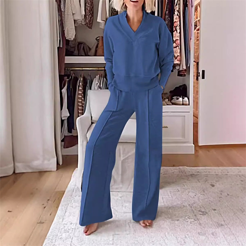 🔥 50% OFF TODAY 💕 Cozy V-Shape Lounge Set & Wide Pants