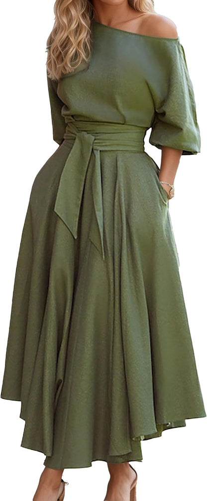 📦📦Buy 2 PCS for free shipping🔥Women's Elegant Lantern Sleeve Long Evening Dress for Parties