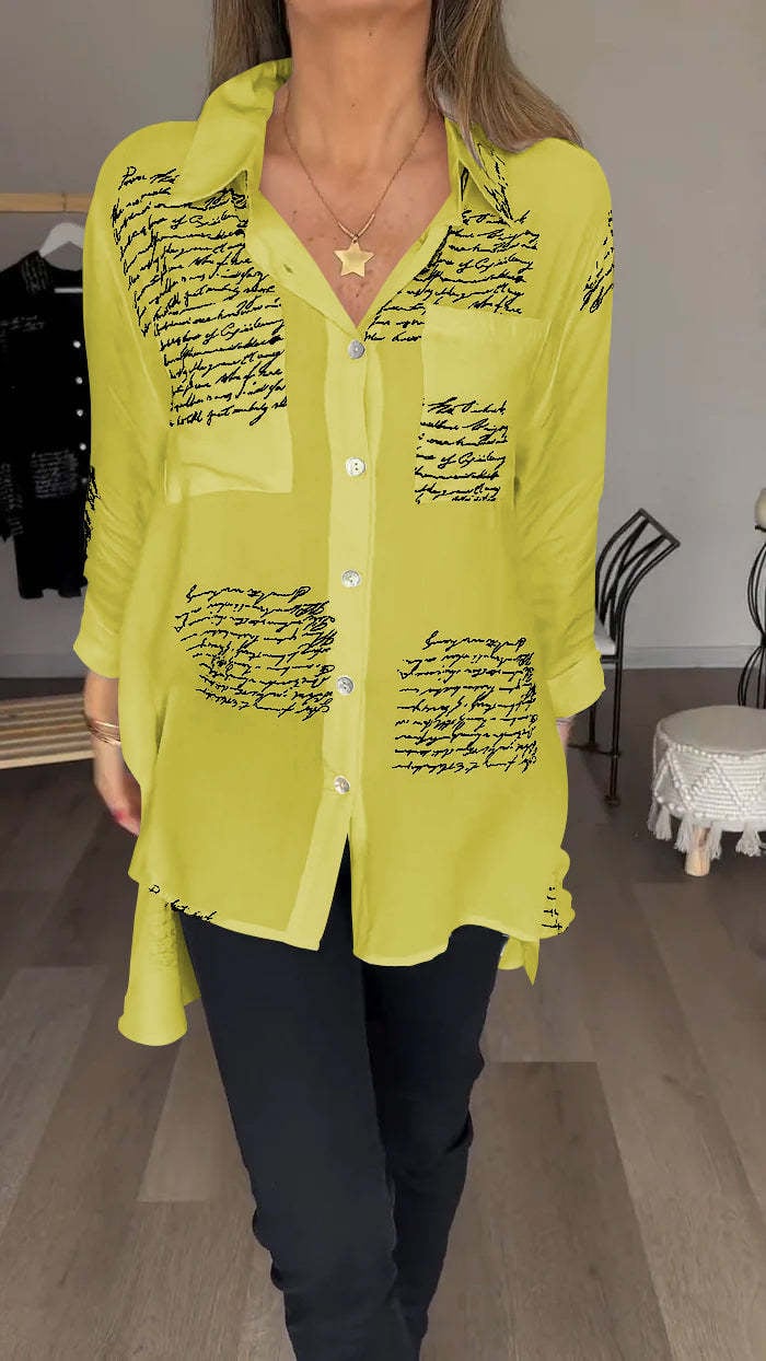 CLEARANCE Letter Print Fashion Lapel Shirt