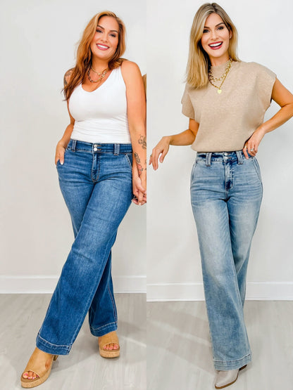 📦📦Buy 2 PCS for free shipping🔥Judy High Rise Double Button Wide Leg Jeans