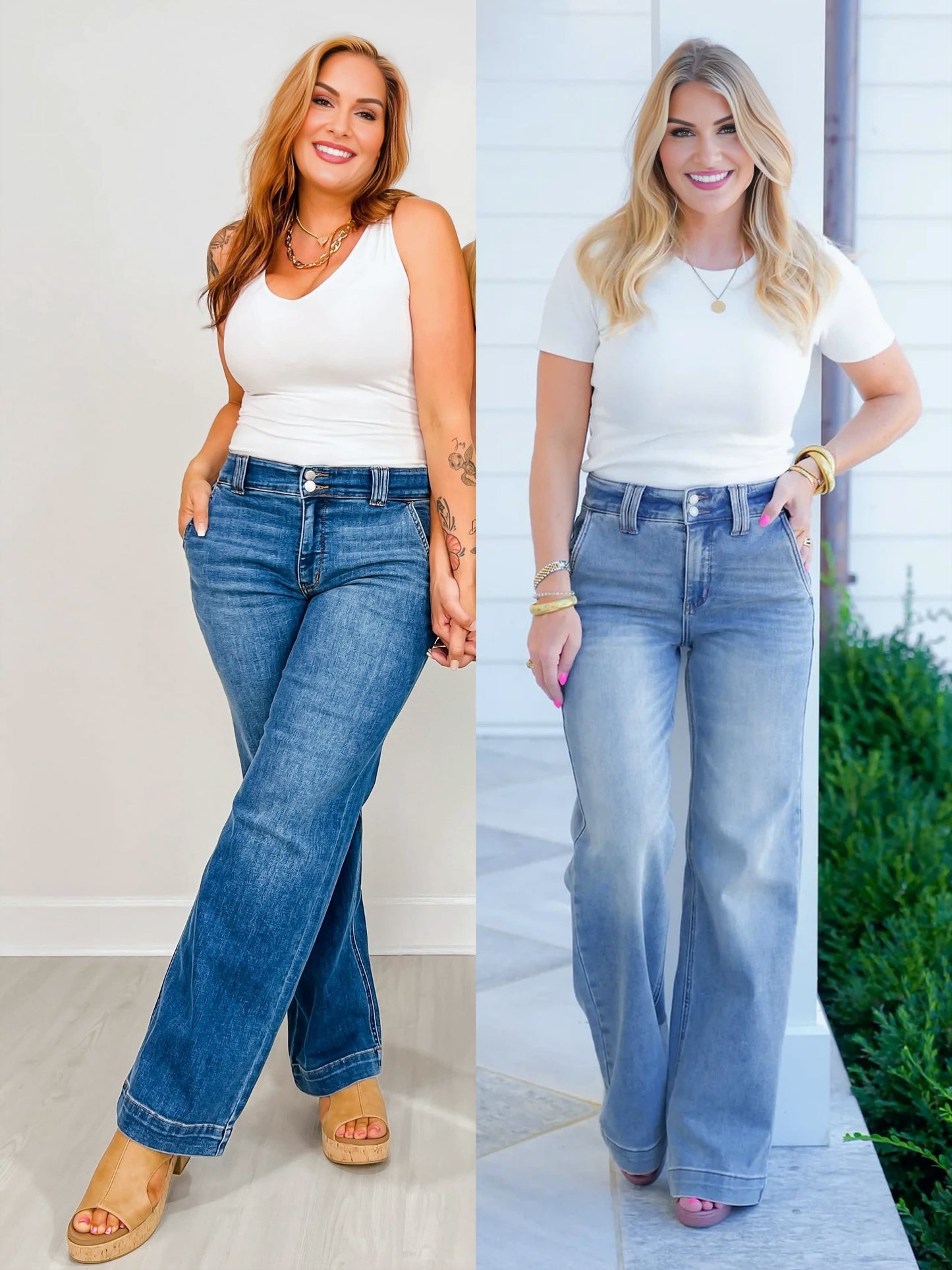 📦📦Buy 2 PCS for free shipping🔥Judy High Rise Double Button Wide Leg Jeans