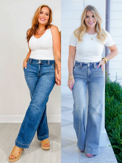 📦📦Buy 2 PCS for free shipping🔥Judy High Rise Double Button Wide Leg Jeans