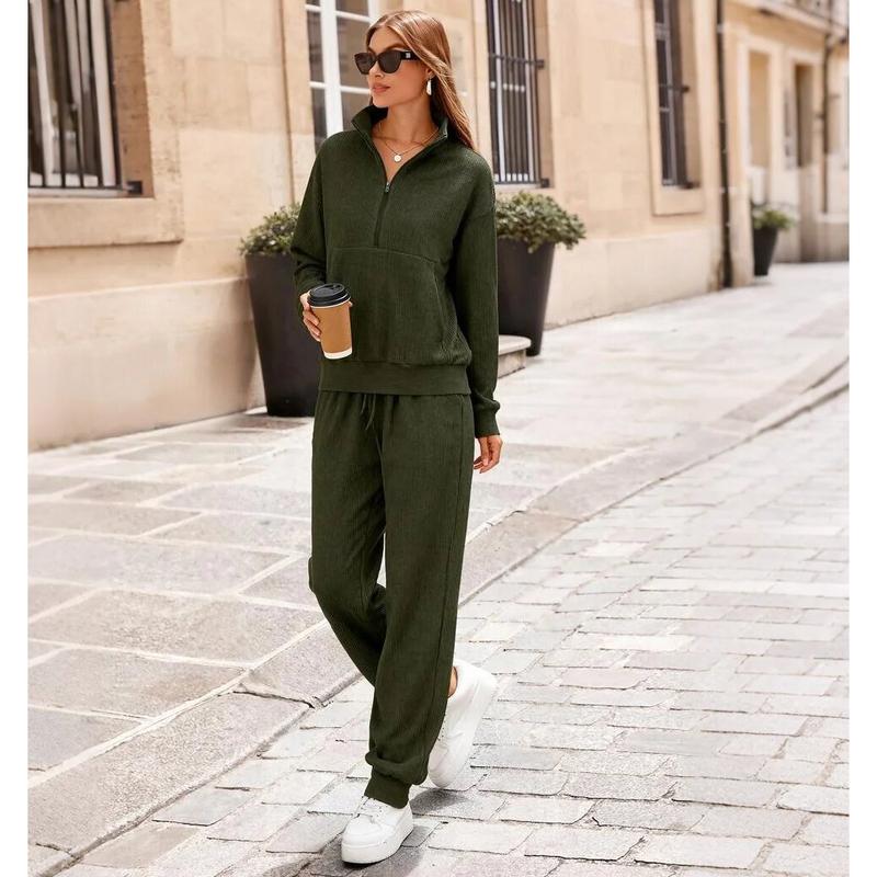 🏃‍♀️ Soft 2-Piece Jogger Set — Half-Zip Sweatshirt & Sweatpants