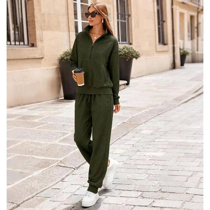 🏃‍♀️ Soft 2-Piece Jogger Set — Half-Zip Sweatshirt & Sweatpants