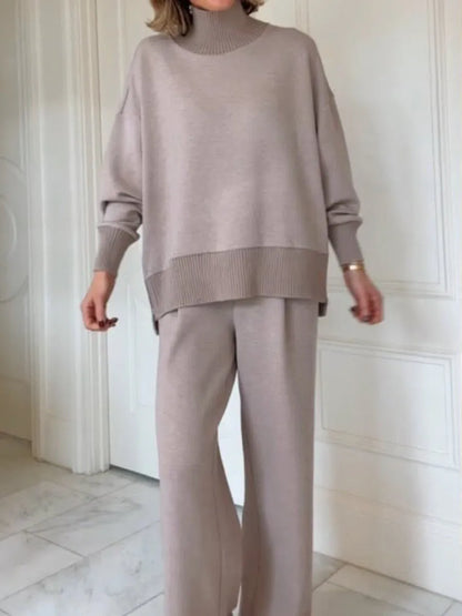 📦📦New Arrivals🔥Casual Travel Stand Collar Side Zipper Top Straight Pants Two-Piece Set