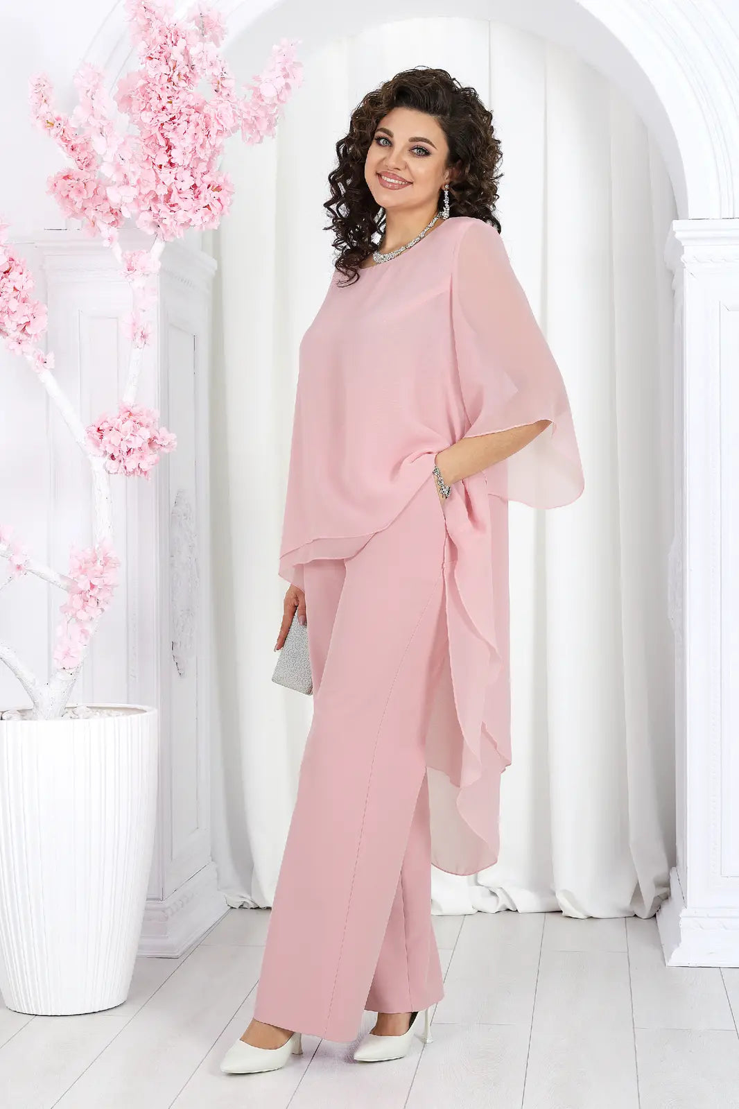 🤩🤩Elegant Layered Chiffon High-Low Top and Pants Two Piece Set (Buy 2 Free Shipping)