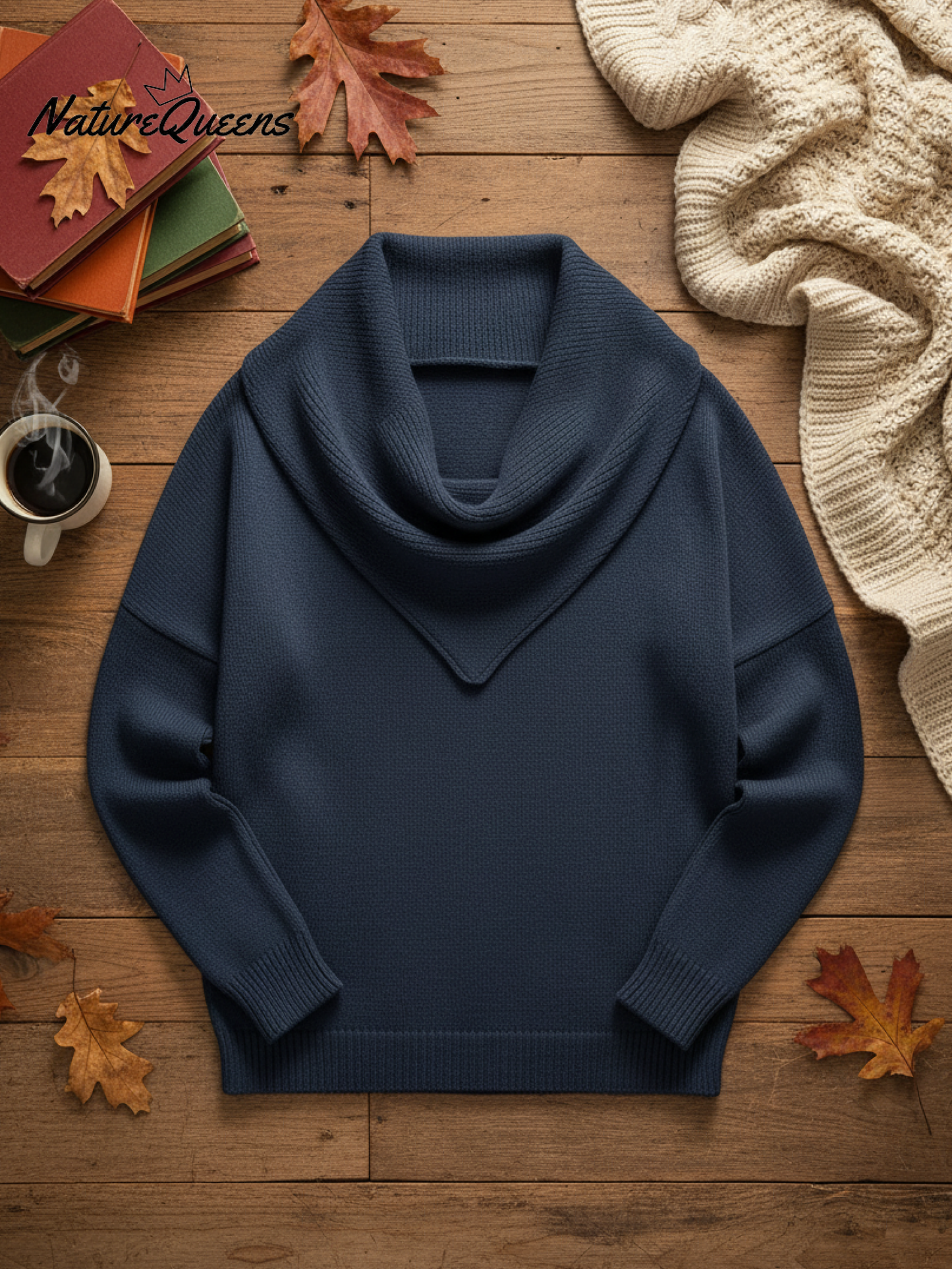 🤩🤩CLEARANCE SALE🔥Women's Retro Soft Triangle Neck Solid Color Sweater Top