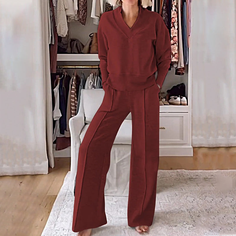 🔥 50% OFF TODAY 💕 Cozy V-Shape Lounge Set & Wide Pants