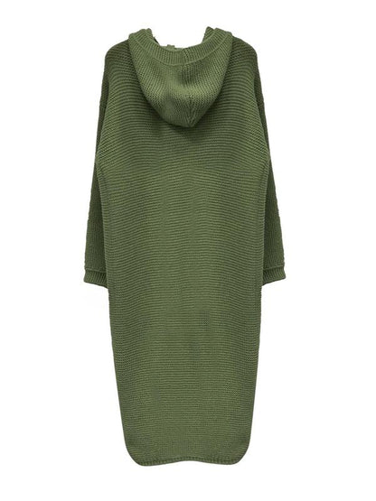 🌾 Women's Plain Textured Hooded Cardigan – Long Knit Button Down Outerwear, Comfy Fall Layer