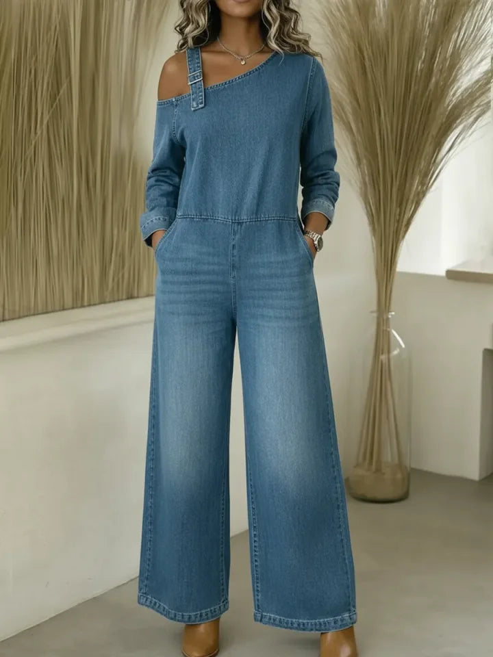 📦📦 New Arrivals🔥 Women's Fashionable Off the Shoulder Denim Jumpsuit