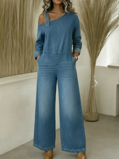 📦📦 New Arrivals🔥 Women's Fashionable Off the Shoulder Denim Jumpsuit