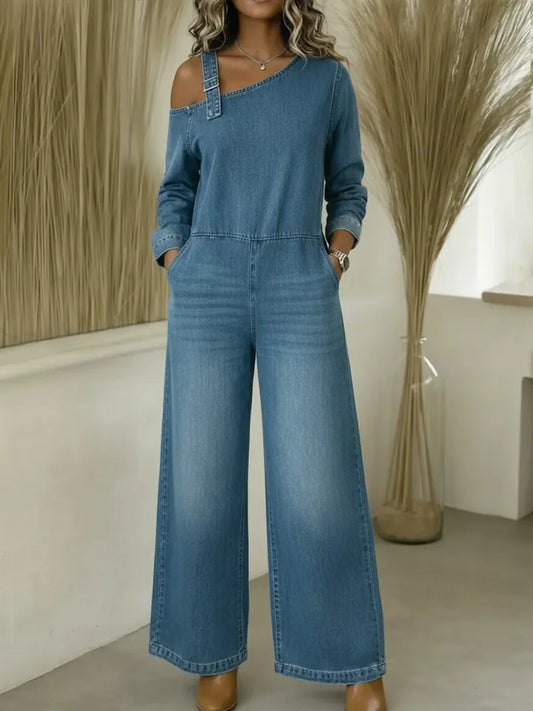 📦📦 New Arrivals🔥 Women's Fashionable Off the Shoulder Denim Jumpsuit