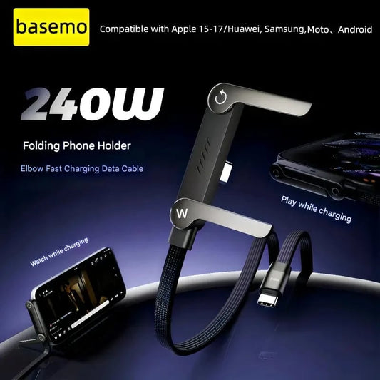 ⚡Official MFi-Certified🔥 240W Fast Charging Cable with Invisible Stand