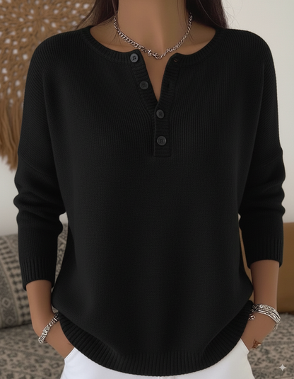 🎄✨️Buy 2 PCS for free shipping🎄Women's Soft Solid Color Henley Collar Sweater Top