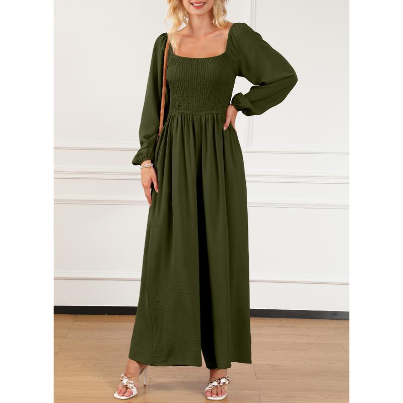 🔥Women's Casual Loose Wide-Leg Jumpsuit – Long Sleeve One-Piece Romper with Pockets
