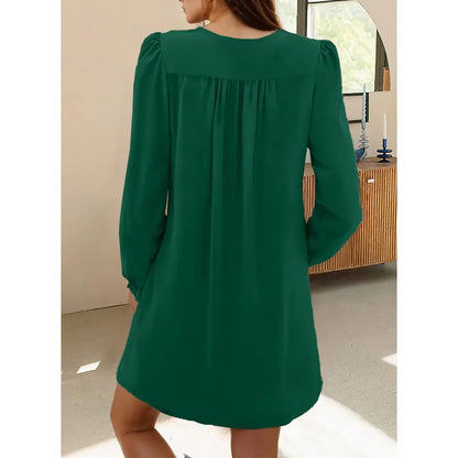 A-Line Ruffle Sleeve V-Neck Midi Dress