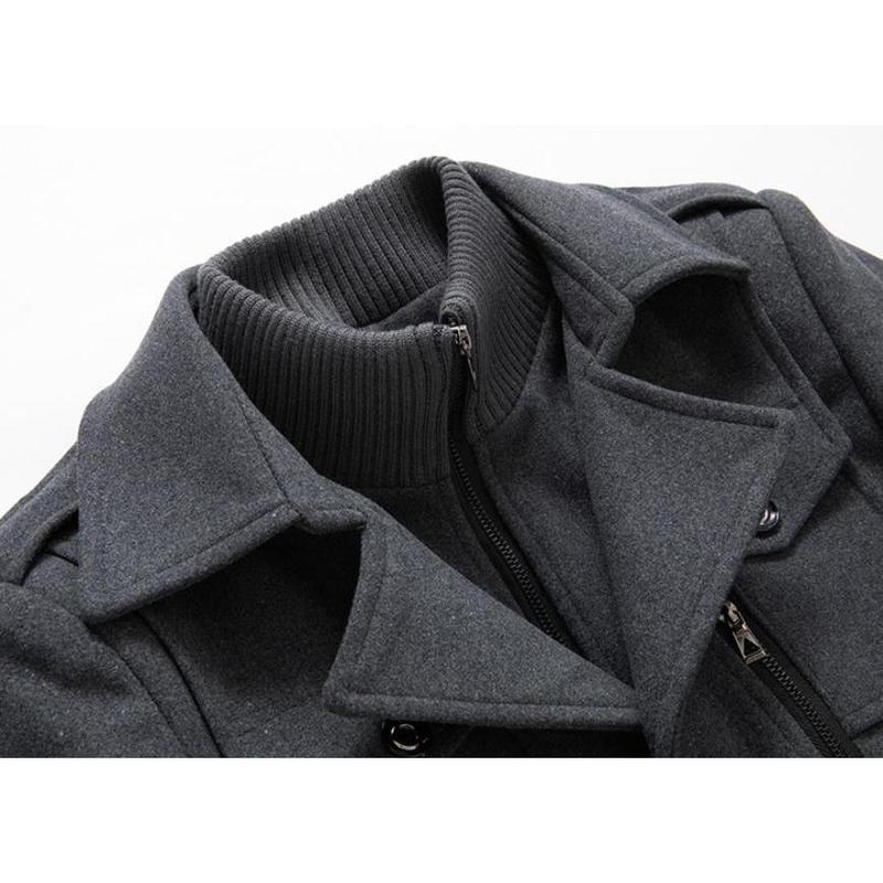 🔥 50% Off! Men's business woolen coat fashion double neck medium and long woolen coat, autumn and winter