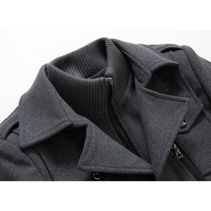 🔥 50% Off! Men's business woolen coat fashion double neck medium and long woolen coat, autumn and winter