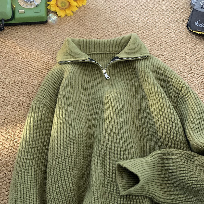 🎈🎈Clearance Sale-Women's Half-Zip Stand Collar Cashmere Pullover Sweater