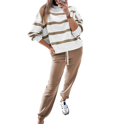 🔥 Cozy Striped Outfit 💫 Long Sleeve 2-Piece Set 2025