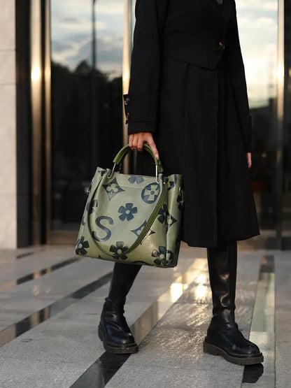 👜 Fashion Floral Embossed Handbag Set – Large Tote & Crossbody, Stylish Versatile Bags for Daily Use