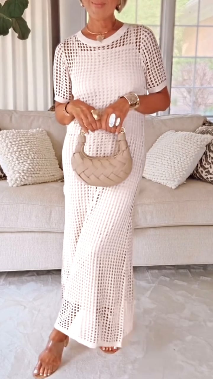 🤩🤩Elegant Knit Mesh Layered Two-Piece Maxi Dress (Buy 2 Free Shipping)