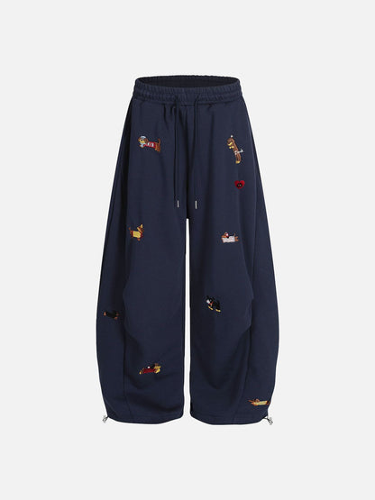 🐶 Aelfric Eden Embroidery Dog Baggy Barrel Sweatpants