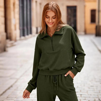 🏃‍♀️ Soft 2-Piece Jogger Set — Half-Zip Sweatshirt & Sweatpants