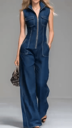 📦📦Last Day 39% OFF🔥Women's Casual 100% Cotton Zip-up Denim Jumpsuit