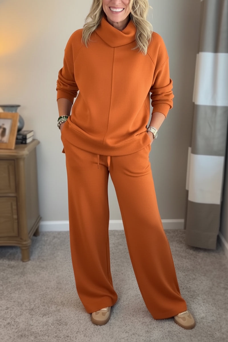 🎁New Arrivals🔥 Cozy Travel Cowl Neck Sweatshirt and Pant 2 Piece Sets