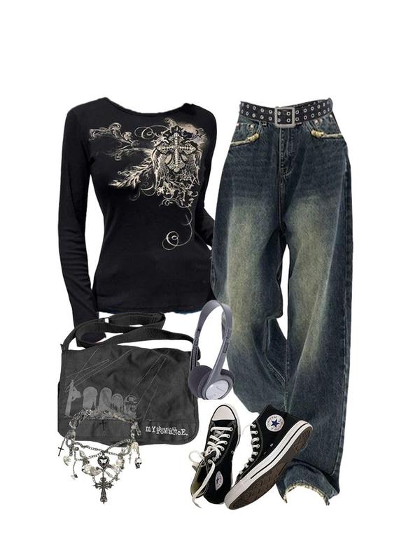 ✨✨Y2K Baggy Wide-Leg Jeans ✨ High-Stretch Denim with 4 Pockets | Streetwear Casual Bottoms