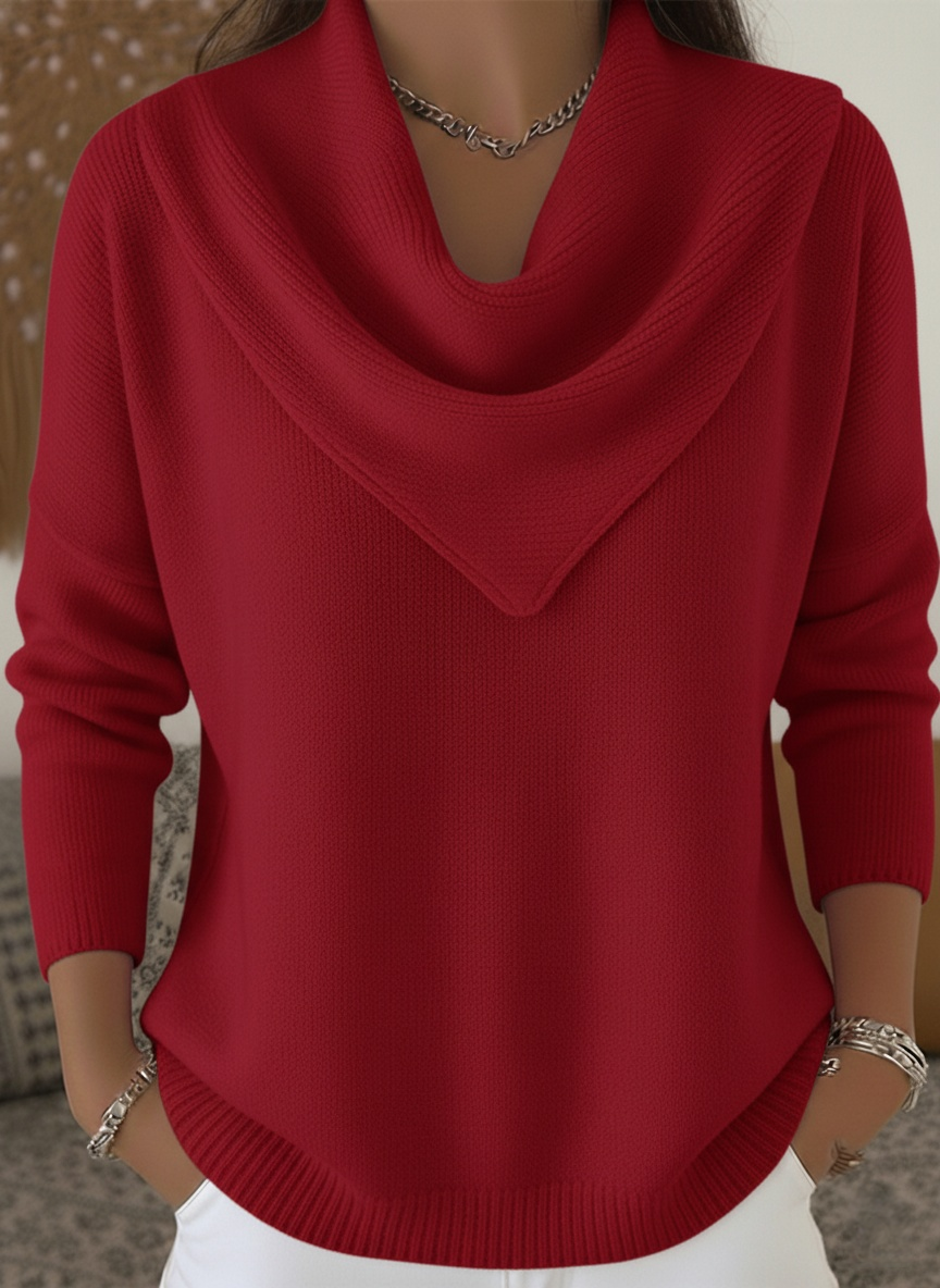 🤩🤩CLEARANCE SALE🔥Women's Retro Soft Triangle Neck Solid Color Sweater Top