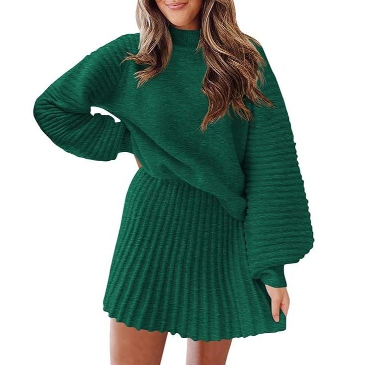🔥 50% OFF TODAY ✨ Women's Mock Neck Knit Skirt Set