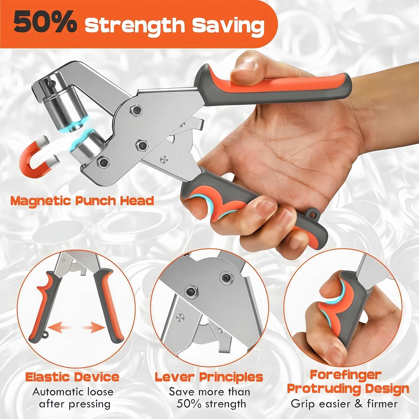 🔥 50% OFF TODAY🛠️ Heavy-Duty Grommet Plier | 3/8" Eyelet Tool Kit with 200pcs Grommets