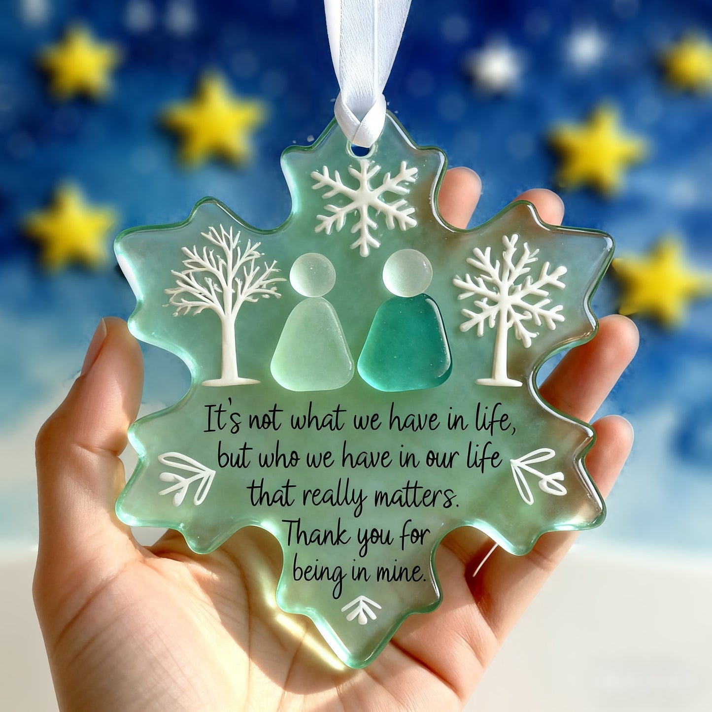 🎄Last Day 49%OFF!🎄Jojowendy™🌊Handmade Snowflake-Shaped Sea Glass Thank You Keepsake❄
